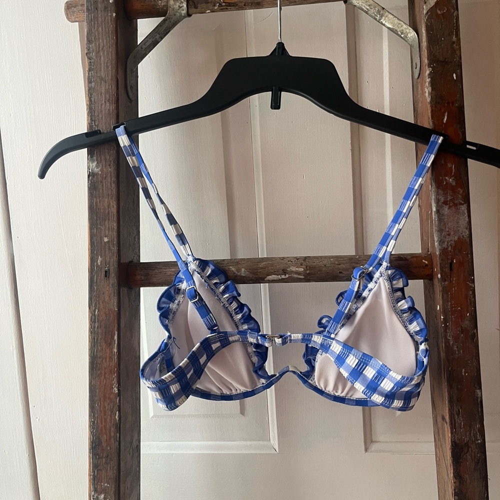 Wild Fable Blue gingham Ruffle Bikini size extra small - Picture 2 of 4